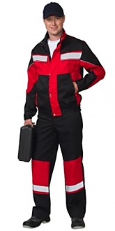 Костюм "ОРИОН": куртка, полукомбинезон чёрный с красным и СОП