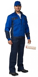 Костюм "ГРАНД" летний: куртка, полукомбинезон синий с васильковым тк. CROWN-230