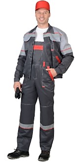 Костюм "МАЯК": куртка, п/к т-серый со св.серым и красным и СОП 50мм