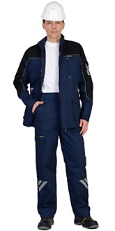 Костюм "ФОТОН" мужской: куртка, брюки (темно-синий с черным) тк.Родос