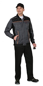 Костюм "Престиж" : куртка,п/к, цв. серый с оранжевым кантом