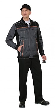 Костюм "Престиж" : куртка,п/к, цв. серый с оранжевым кантом