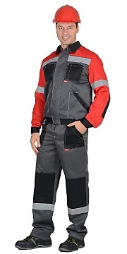 Костюм "Лигор" куртка, брюки т.серый с красным и черным и СОП 50мм
