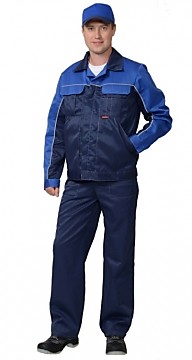 Костюм "АВТОМАСТЕР": куртка, п/комб. синий с васильковым тк.CROWN-230