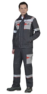 Костюм "ХОВАРД" :куртка с п/к. т.серый со св. серым и красным и СОП 50мм