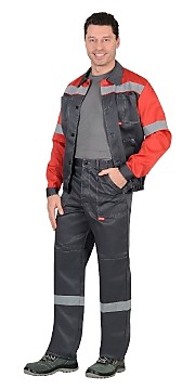 Костюм "ЛЕГИОНЕР": лето куртка, брюки т.серый с красным и СОП 50 мм.