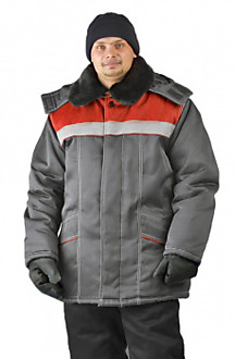 Куртка зимняя "УРАЛ" цвет: т.серый/красный